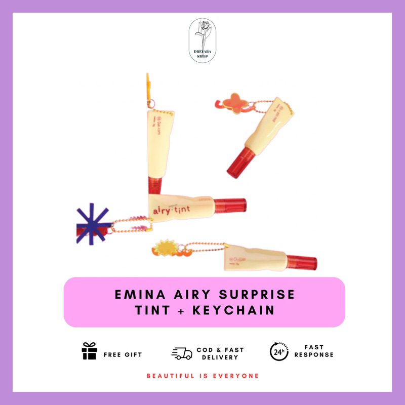 Jual Emina Airy Surprise Tint 3 g + Keychain - Lip Tint Longlasting ...