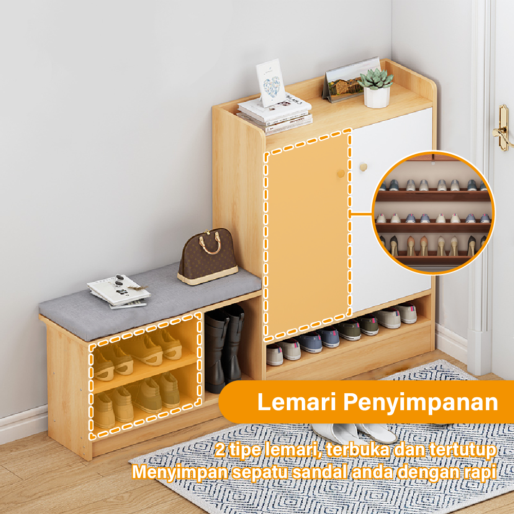 Jual FH8 Lemari Rak Sepatu Bench dengan Kursi / Rak Sepatu Kontemporer ...