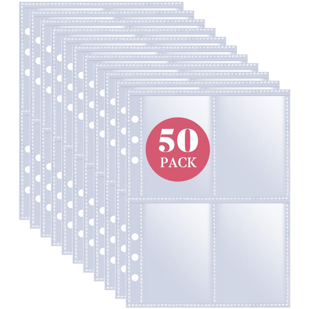 Jual 10/30/50 Pack A5 6 Ring Binder Sleeves 400 Pockets, Heavyweight 4 Pocket Card Binder