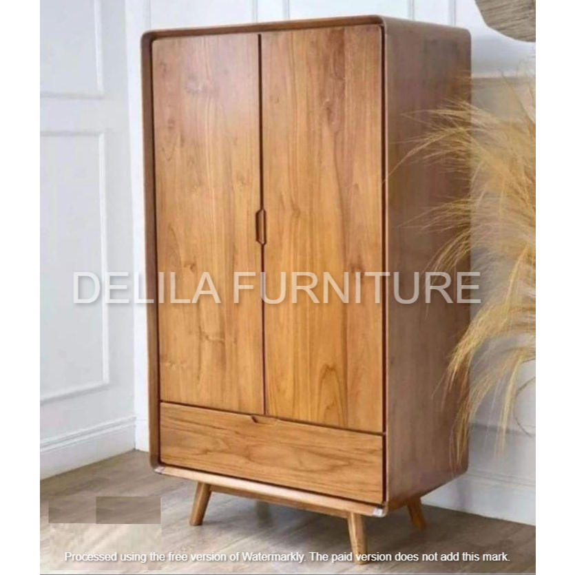 Jual Lemari Pakaian Lemari Baju 2 Pintu Kayu Jati Minimalis Modern