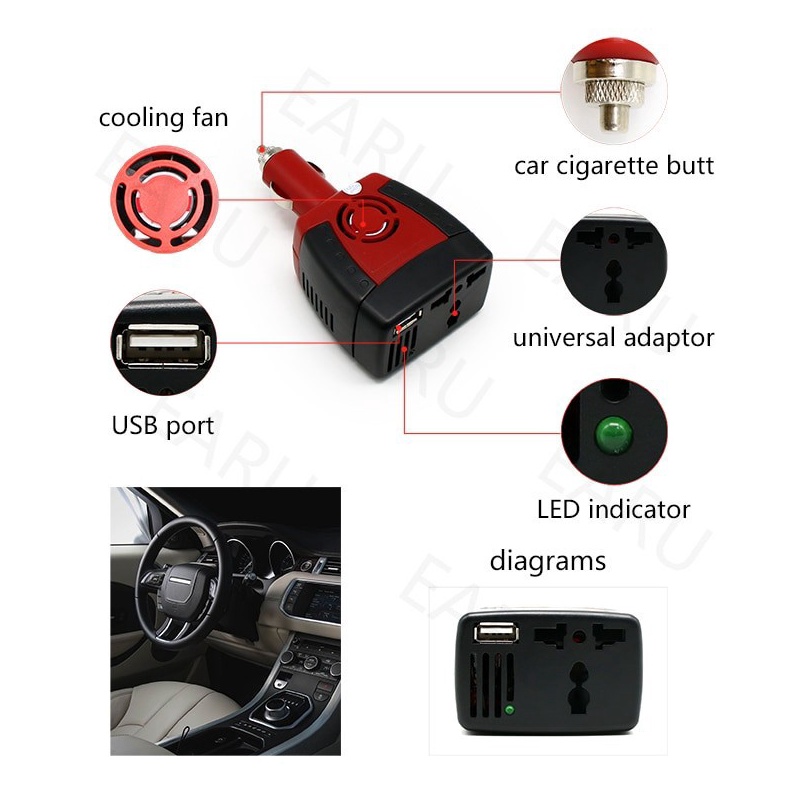 Jual TERJAMIN BAGUS Lighter Mobil USB 75W 22V 21A AC Plug 5V Power Car ...