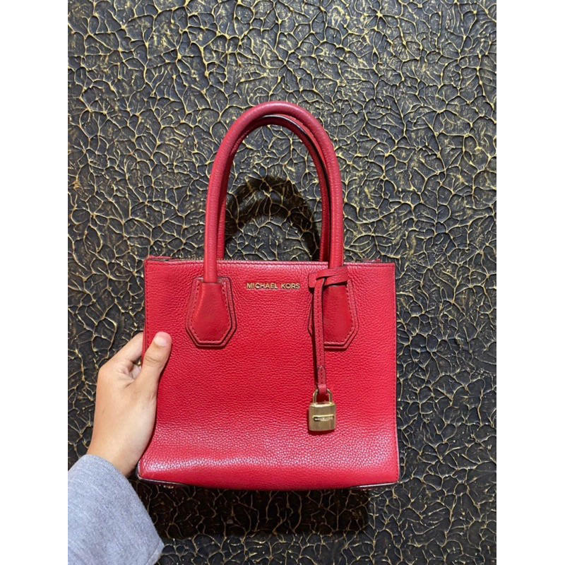 Jual Michael Kors Mercer Merah, Mk original preloved | Shopee Indonesia