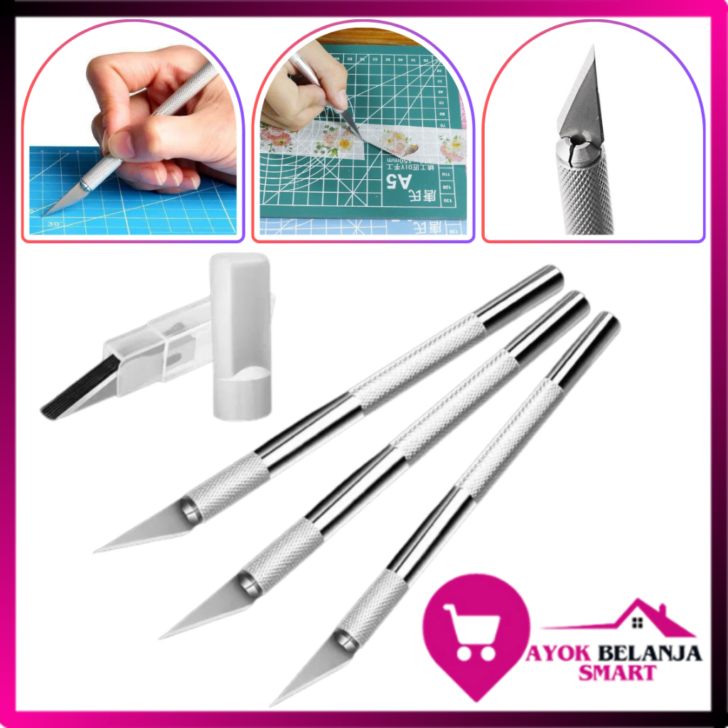 Jual ABS Pisau Ukir Seni 5 isi Cutter Hobby Crafting Art Knife Metal ...