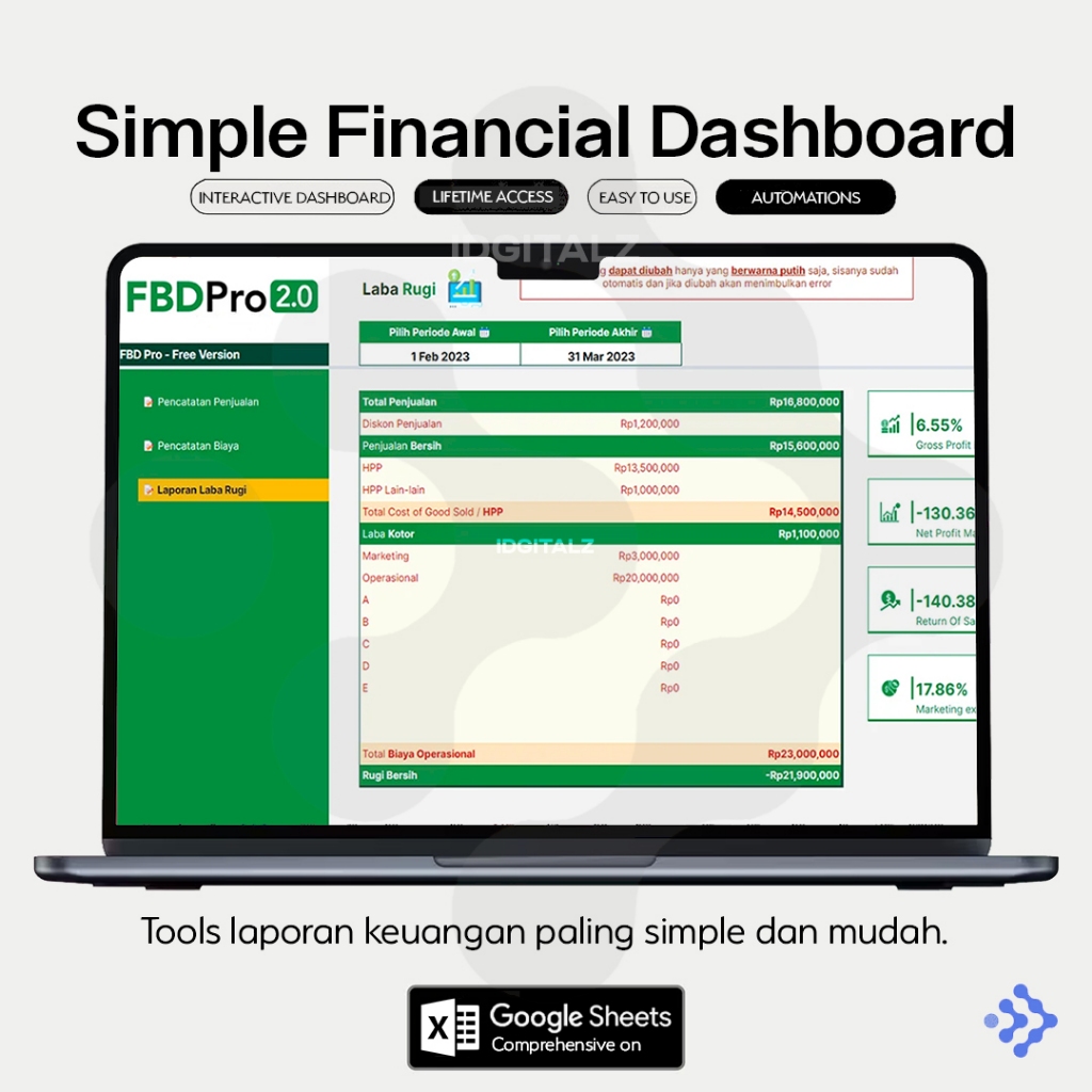 Jual [T081] Simple Financial Dashboard Report - Template Laporan ...