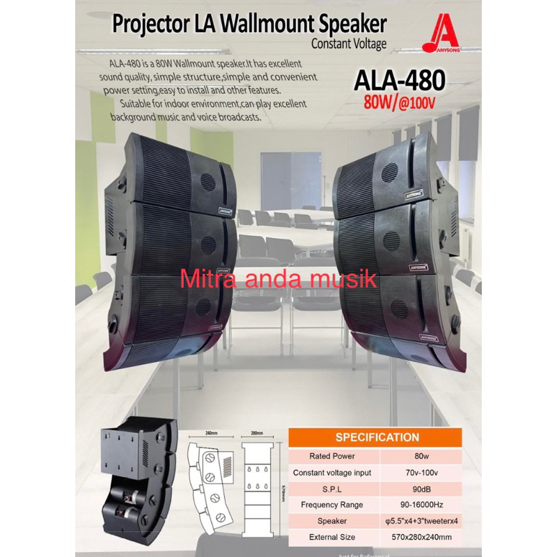 Jual Anysong public address projector LA wallmount speaker ala480 ...