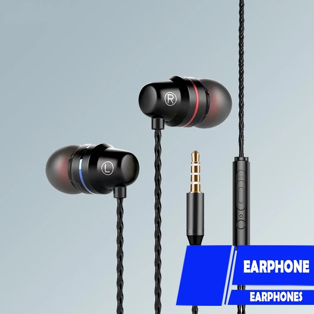 Wired Headphones Microphone In-Ear Music Sports Stereo Earphones  Noise Canceling Headphone Headset For Android Phone