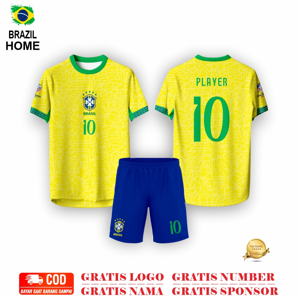 Jual JERSEY TIMNAS BRAZIL TERBARU 2024 COPA AMERICA HOME AWAY FULL ...