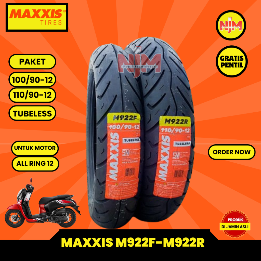 Jual Sepasang Ban MAXXIS 100/90-12 110/90-12 Untuk Motor Scoopy Donat ...