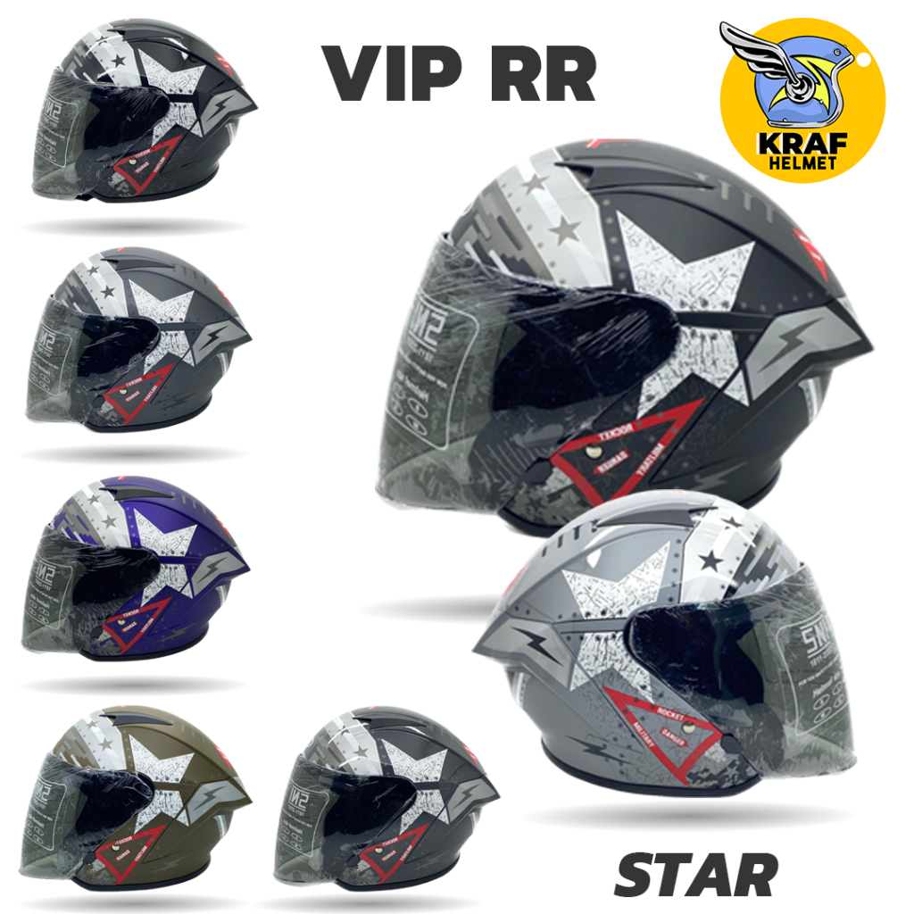 Jual Helm VIP Kazuya Motif Star | Single Visor Smoke | JPR RR15 | Kraf ...