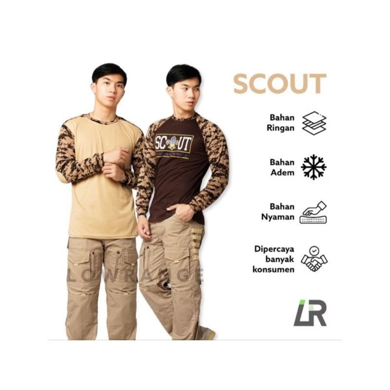 Jual Baju Kaos Loreng Pramuka Katun Scout Raglan Sablon Bdu Lapangan