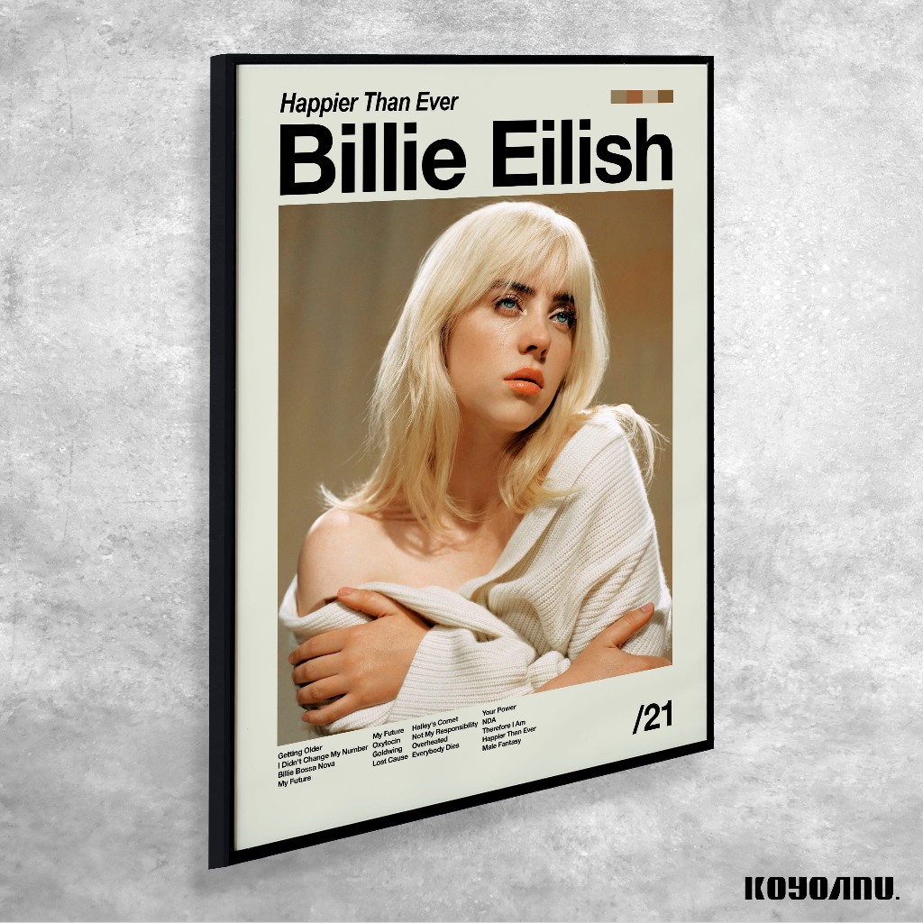 Jual Poster Frame Billie Eilish - Happier Than Ever | Poster Frameblock ...