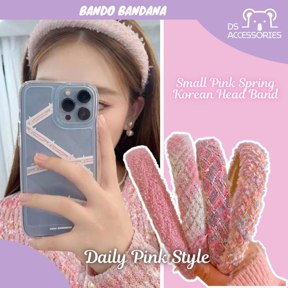 Jual COD Small Pink Spring Korean Head Band / Bando Korea Rajut / Bando ...