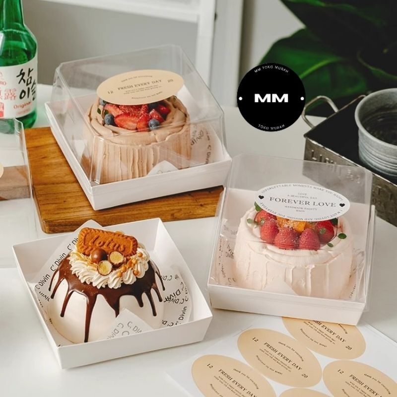 Jual 10pcs paper box kue tart 16x16x10cm box kotak dus mika kue tart ...