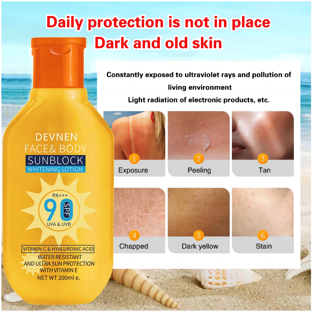 Jual 200ML Glowing Up Sunscreen Lotion Whitening Sunblock Cream SPF90 ...