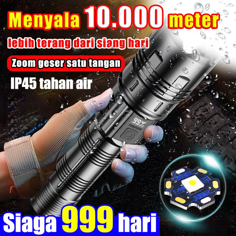 Jual Menyala 10.000 meter jarak jauh zoom putar senter LED super terang ...