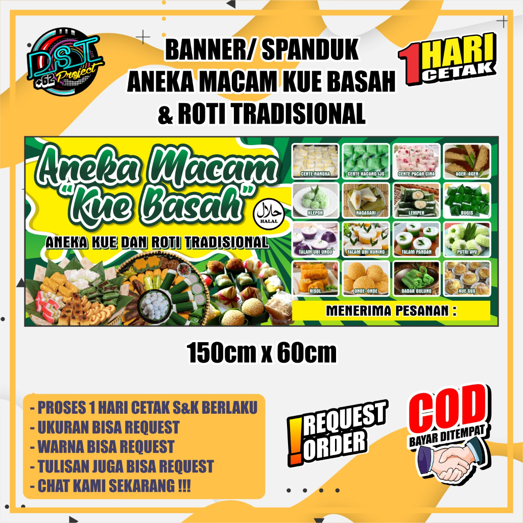 Jual SPANDUK/ BANNER ANEKA MACAM KUE BASAH & ROTI TRADISIONAL ukuran ...