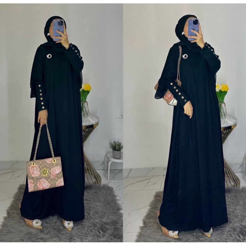 DRESS INARA KNIT RAJUT KANCING EMAS SYILA GAMIS MAXI MODEL KALONG BATWING JUMBO BIGSIZE PANJANG LEMBUT MODELLANO RIB KNIT