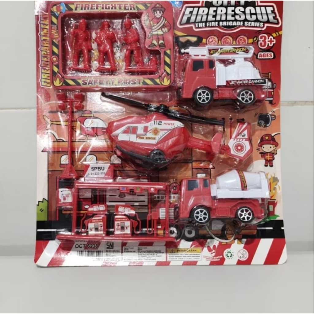 Jual mainan mobil pemadam kontruksi SPBU oct 6238/ mobil DAMKAR