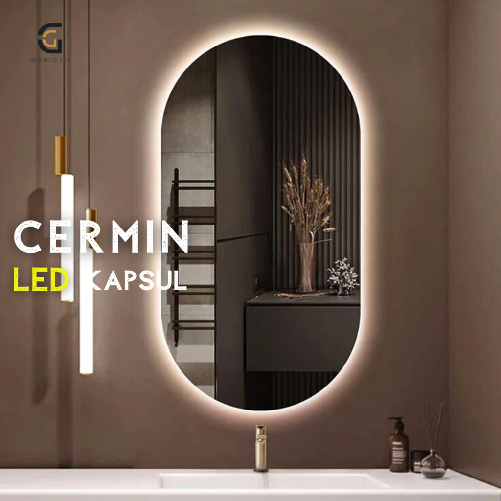 Jual Cermin LED Aesthetic Dinding Kapsul (Free Packing) Cermin Dinding ...