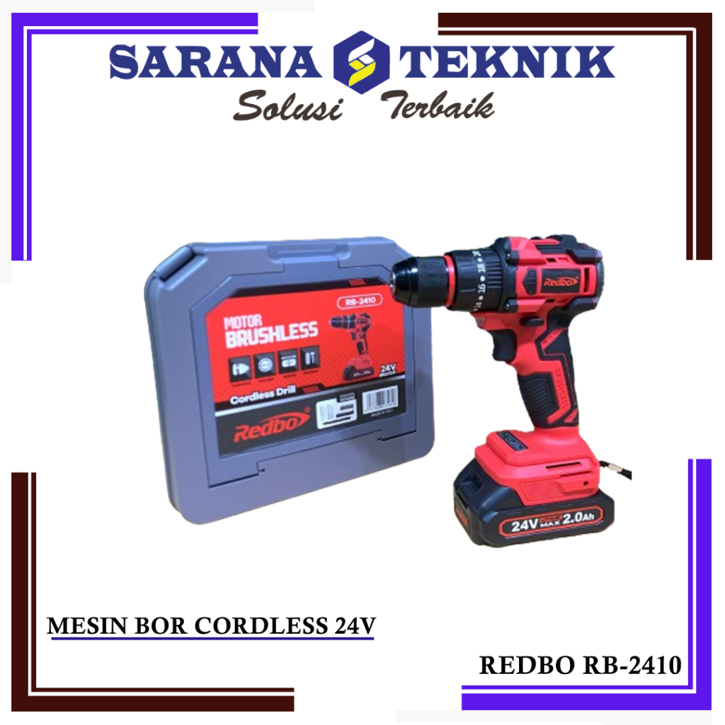 Jual Mesin Bor Cordless 10mm RB-2410 REDBO 24V Brushless | Shopee Indonesia