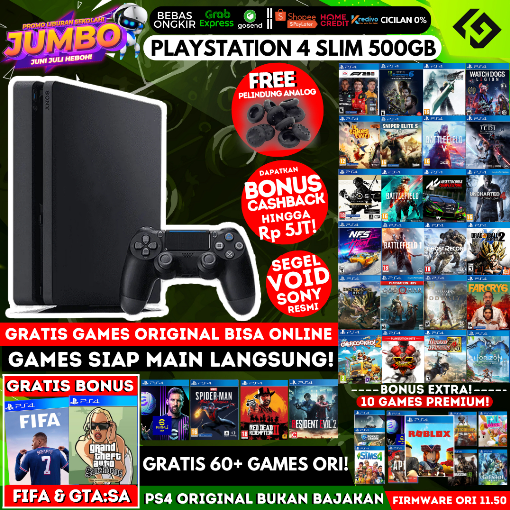 Jual PS4 Slim 500GB Original Playstation PS 4 Garansi Panjang Free ...