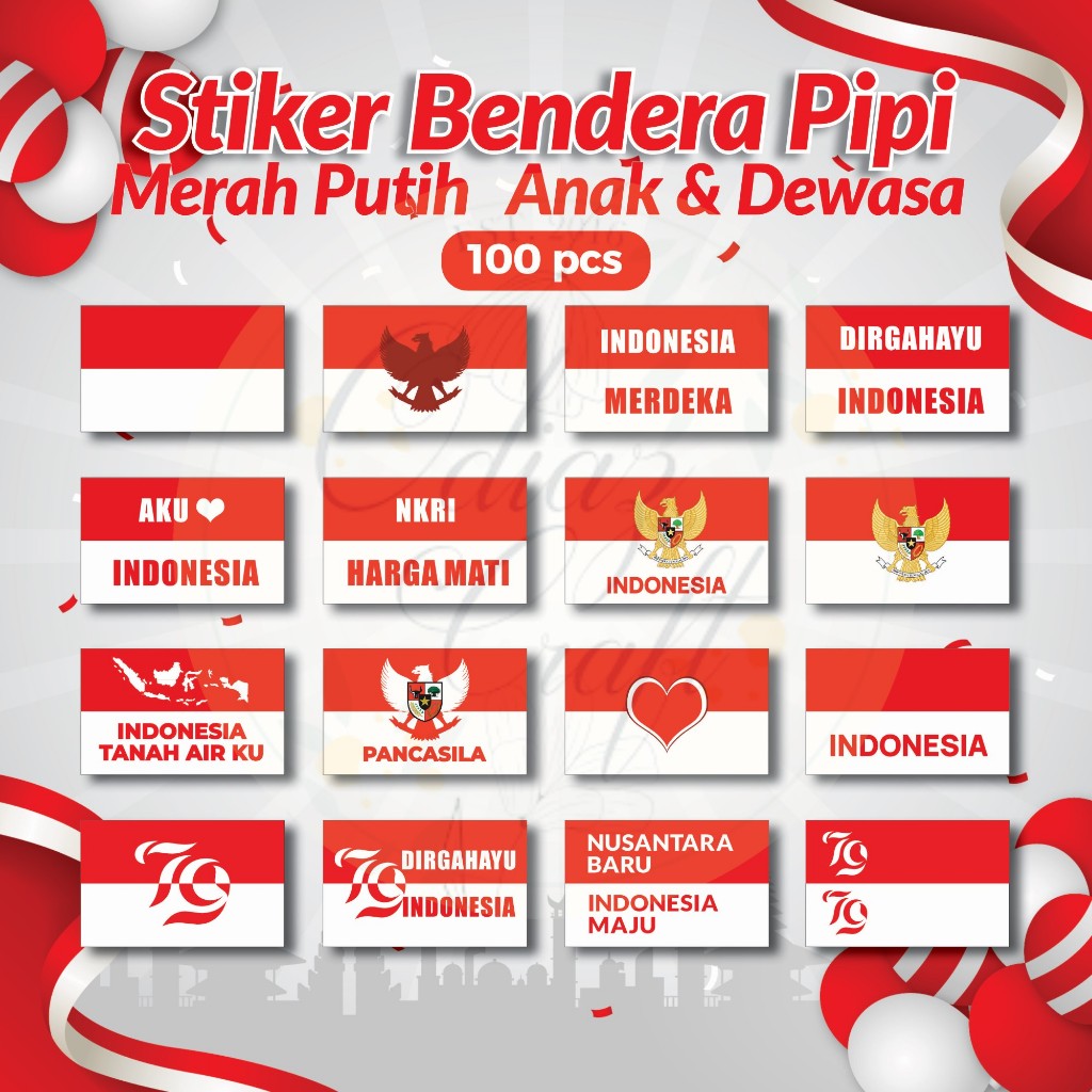 Jual Stiker Pipi Bendera 100 Pcs / Sticker Merah Putih / Sticker ...