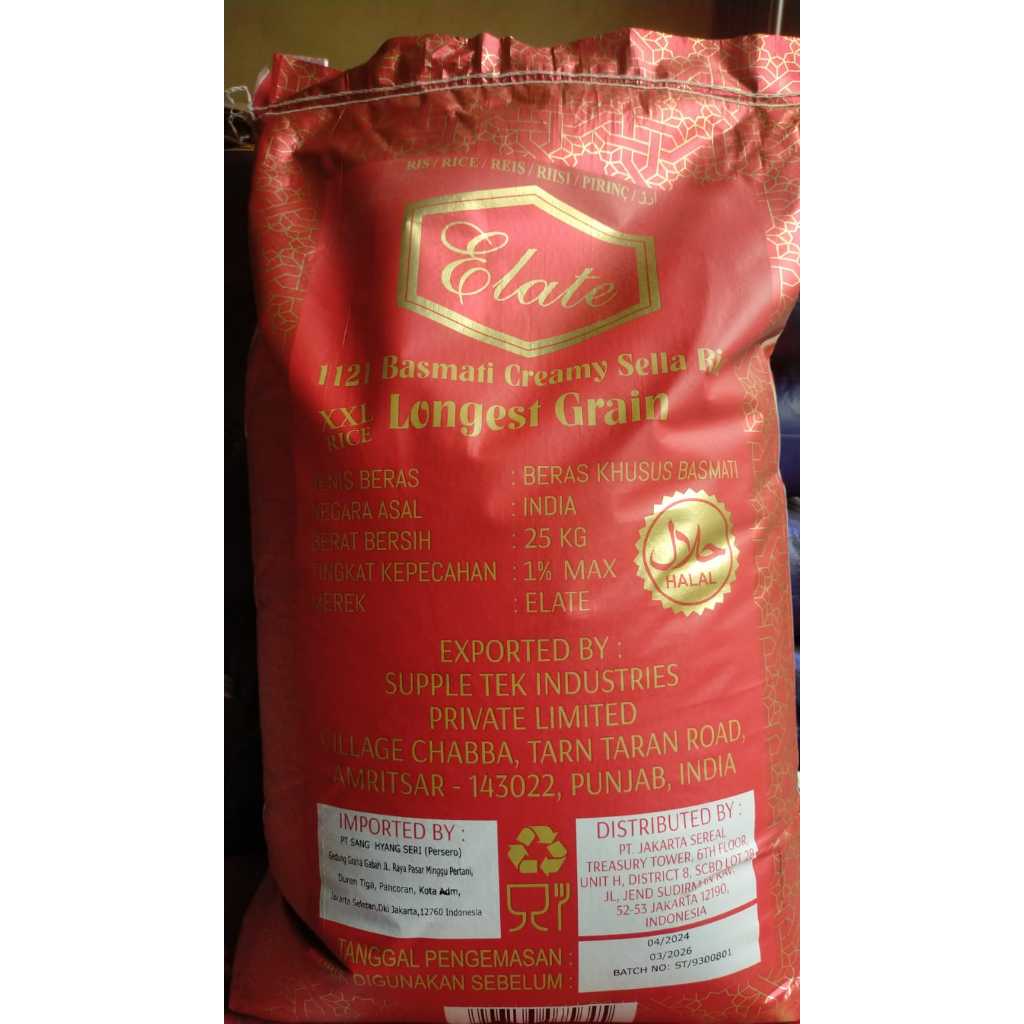 Jual Beras Basmati Elate 1121 Extra Long Creamy Sella / Extra Long ...