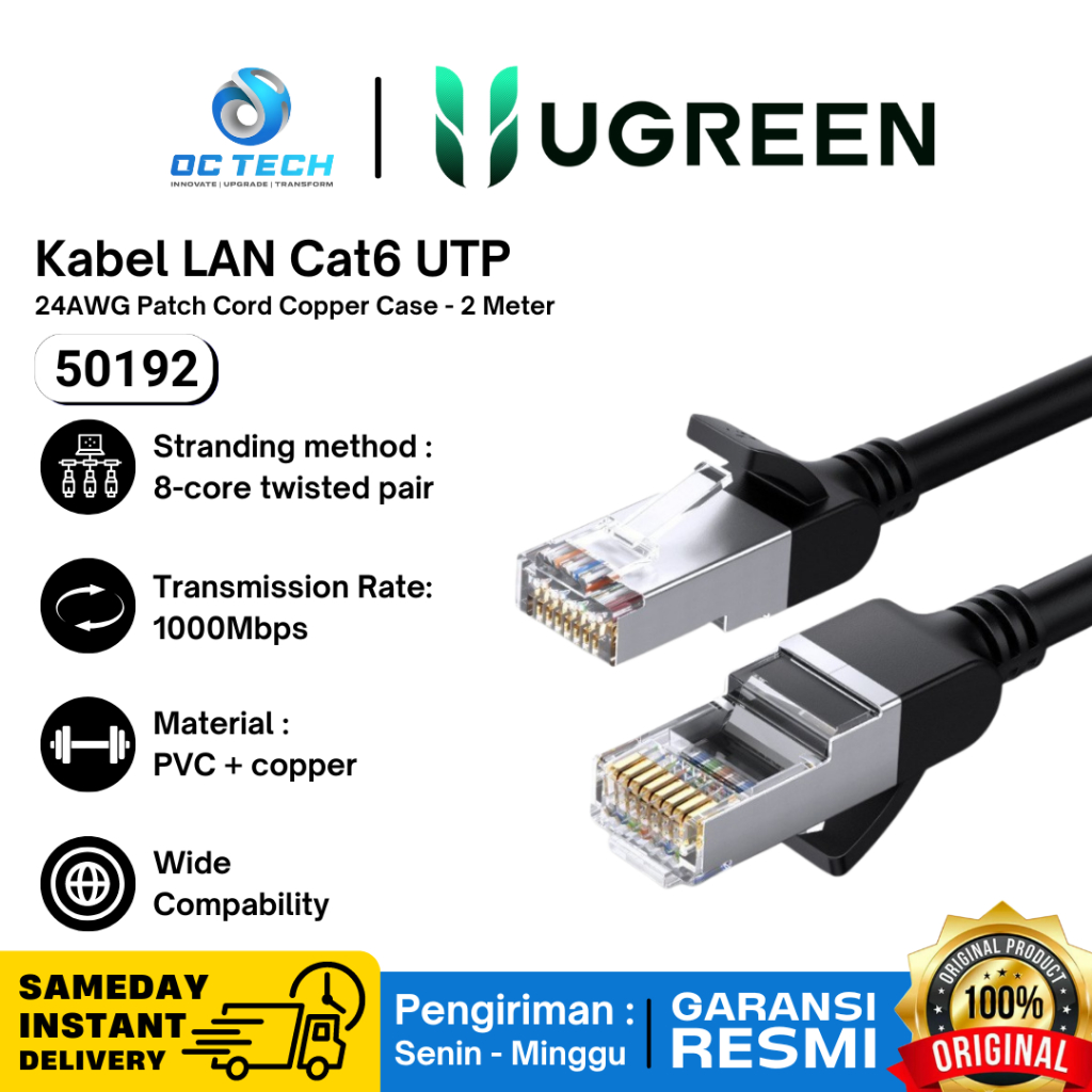 Jual Kabel LAN Cat6 CAT 6 Patch Cord Ethernet LAN RJ45 UTP 1000Mbps 2 ...
