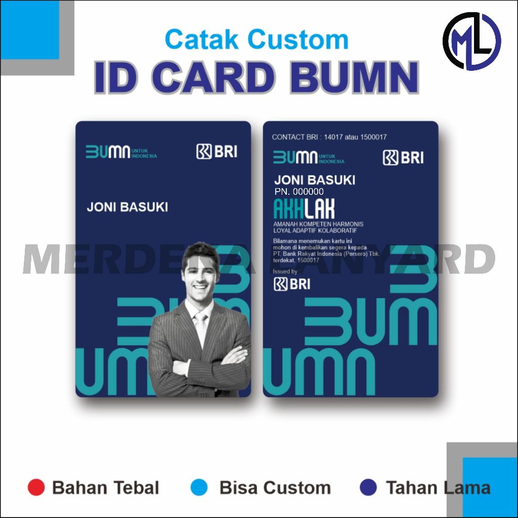 Jual CUSTOM ID CARD BUMN bumn pnm mekaar mandiri bri pln idcard satuan ...