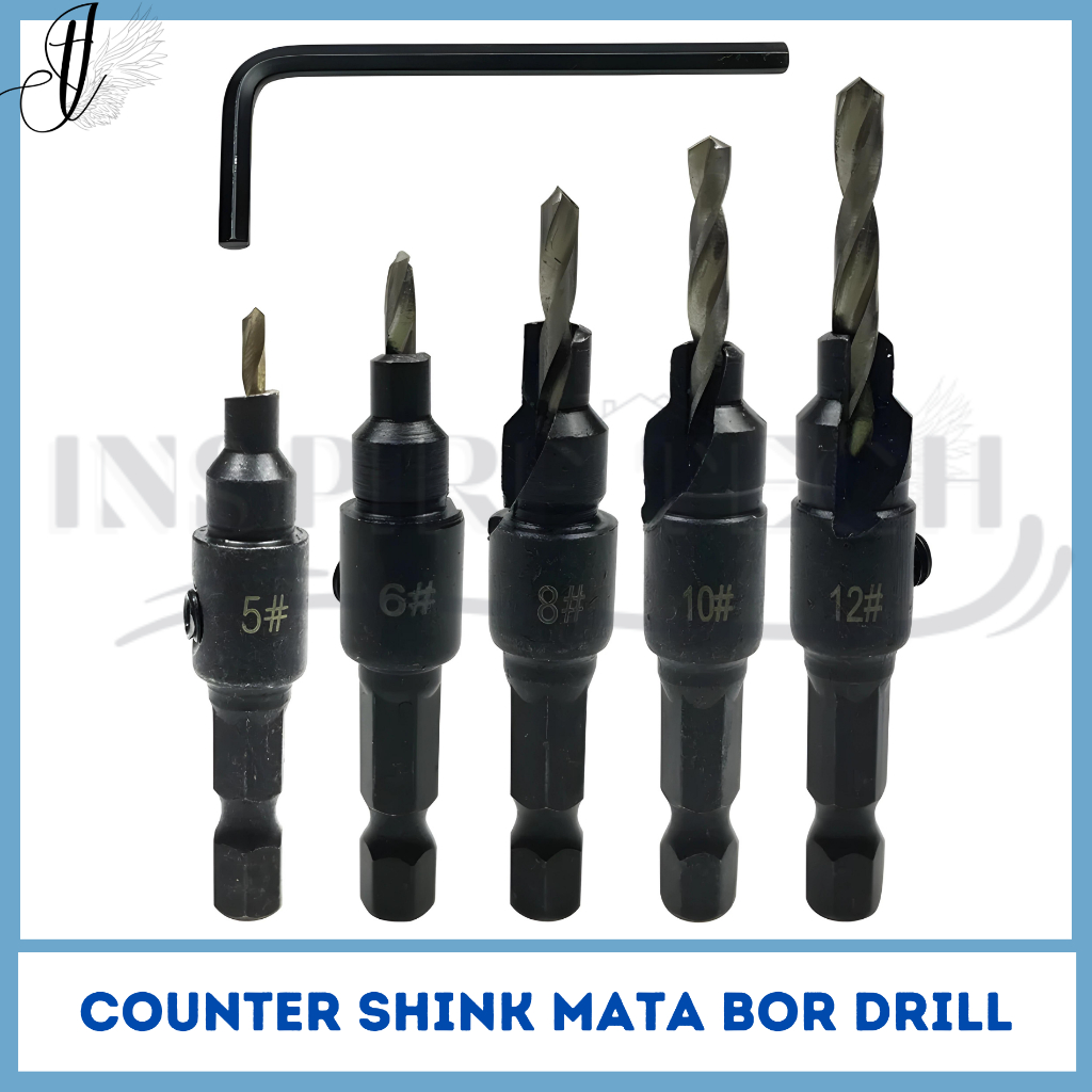 Jual MATA BOR DRILL BIT HSS COUNTERSINK 1.983.56 MM SET 5PC+KUNCI L 5