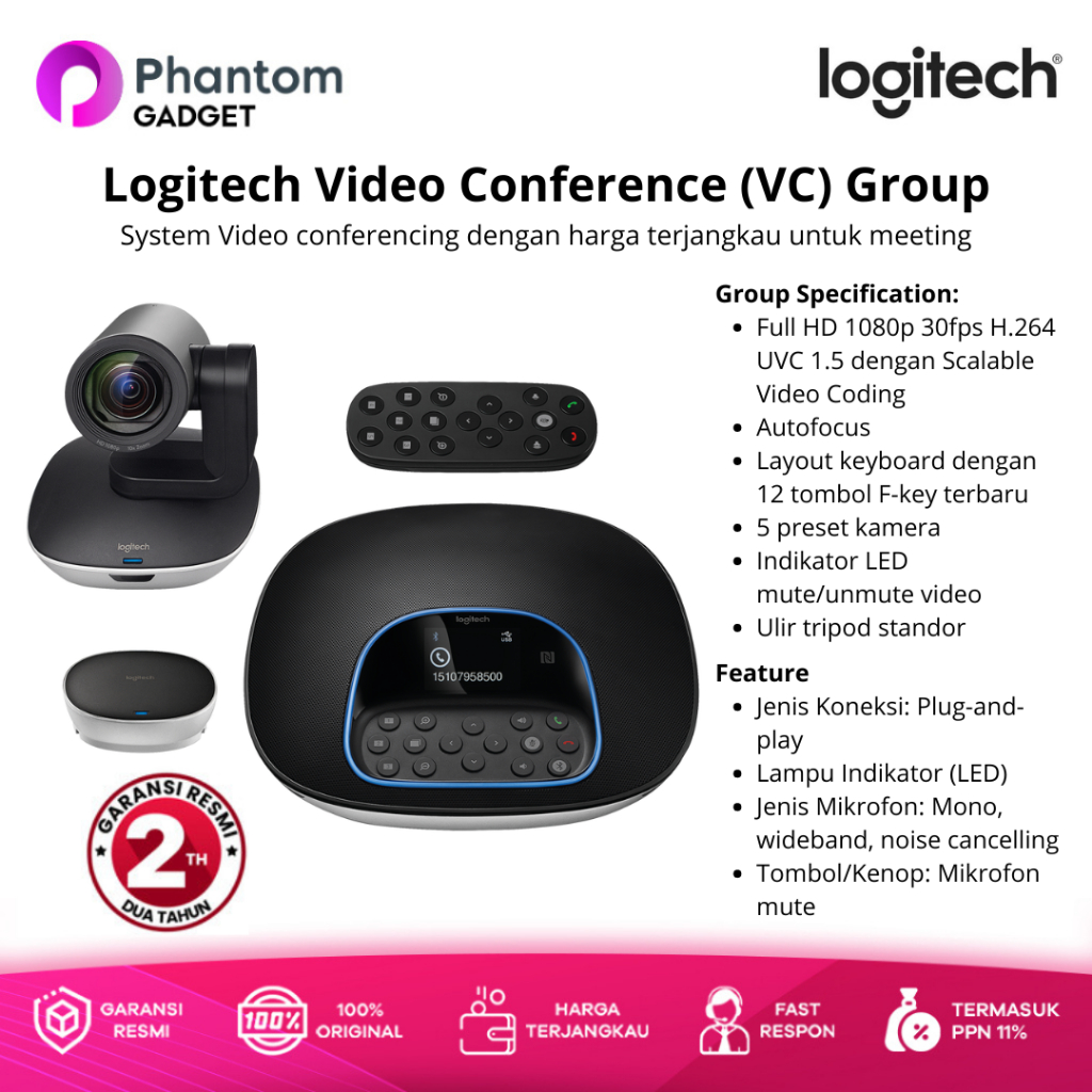 Jual Logitech VC Group Video Webcam Speakerphone Conferencing System ...
