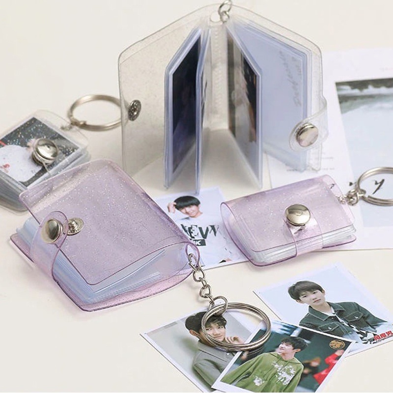 Jual COD 2 Inch Mini Photo Album KeyRing Key Ring Shiny Transparent ...