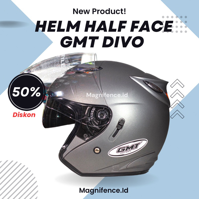 Jual Helm Half Face GMT Divo 2 Visor Basic Solid Original Helm Half ...