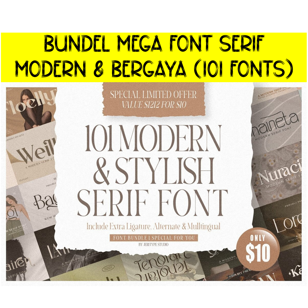 Jual Bundel Mega Font Serif Modern & Bergaya (101 fonts) | Shopee Indonesia