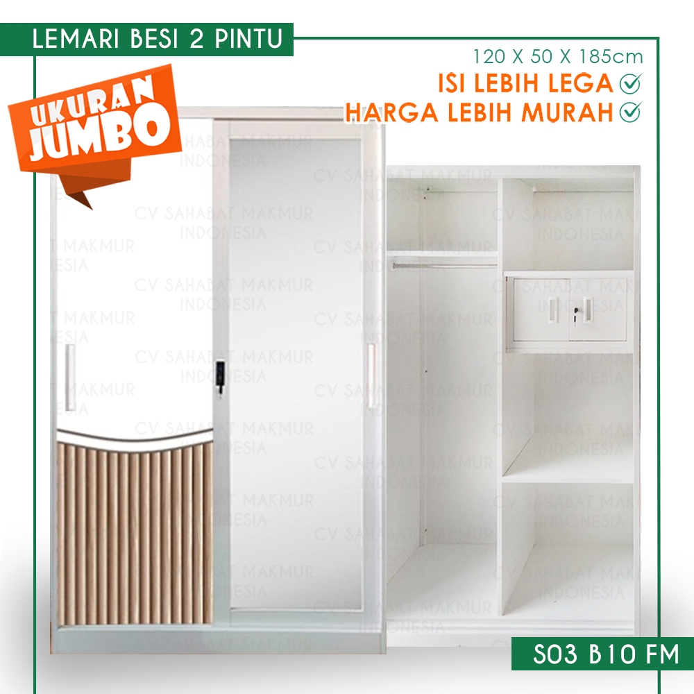 Jual LEMARI PAKAIAN BESI 2 PINTU SLIDING JUMBO OKELO 120CM S03 B10 FM ...