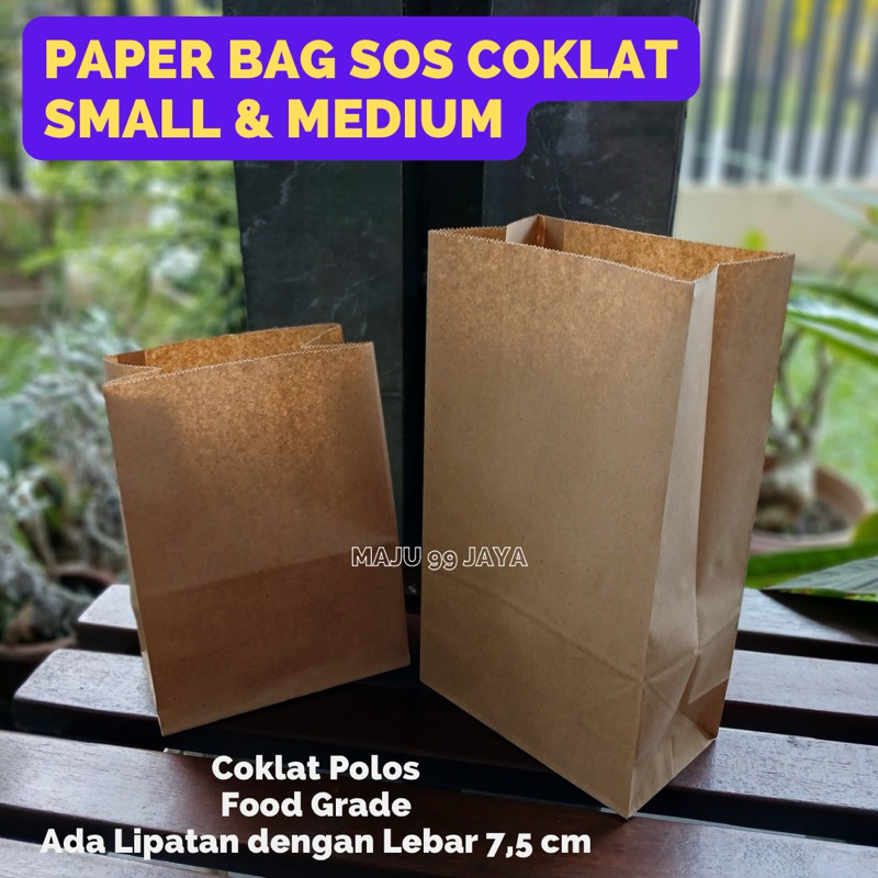 Jual Pcs Paper Bag Kantung Kertas Sos Coklat Polos Small Medium Kantong Paper Bag