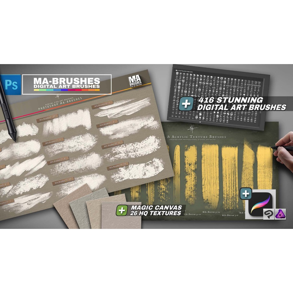 Jual Photoshop Brush - Realistic Photoshop Oil & Acrylic Brush Pack ...