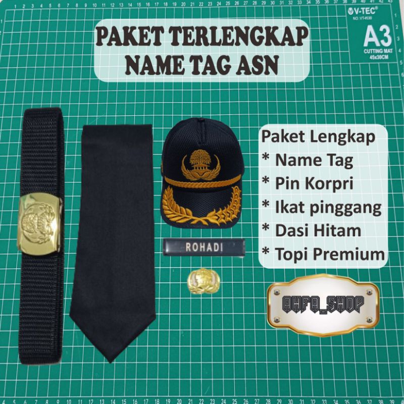 Jual Paket Name Tag papan nama dada ASN terlengkap (Nametag, Pin korpri ...