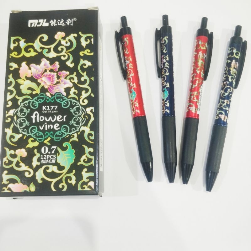 Jual Pulpen gel klik 1pak isi 12 pcs / pulpen cetekan / pulpen pencetan