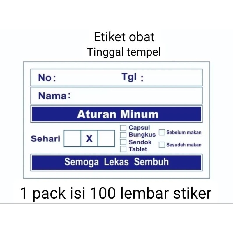 Jual Etiket Obat/Etiket sirup 1 pak isi 100 lembar sticker | Shopee ...