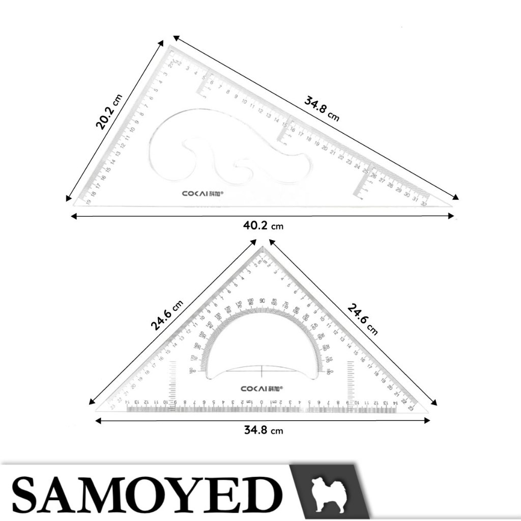 Jual SAMOYED RLS-KJ-1235 Penggaris / Mistar Segitiga / Busur Derajat ...