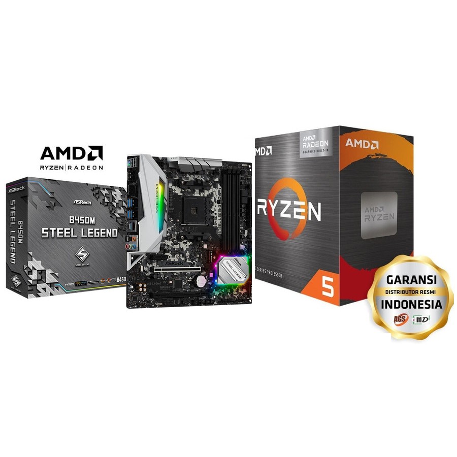 Jual Paket Mobo AMD Ryzen 5 5600G/GT+ Asrock B450M Steel Legend