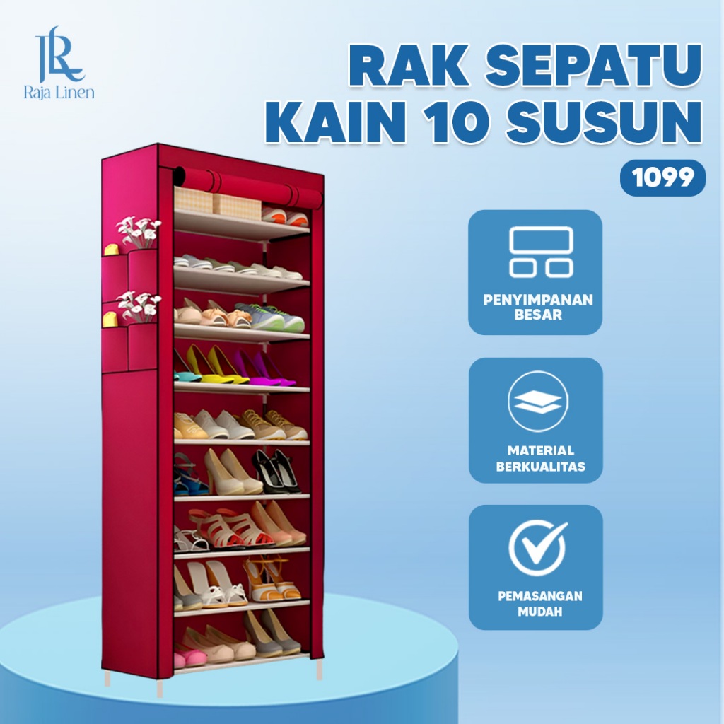 Jual Rak Sepatu Kain 10 Susun 9 Rangka Tipe 1099 Rak Lemari Sepatu ...