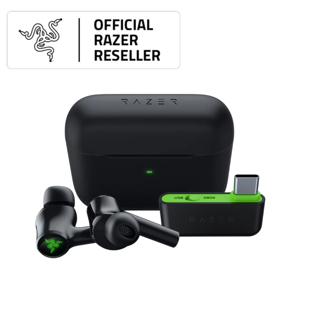 Razer Hammerhead HyperSpeed Xbox - Black / Green - True Wireless Multi Platform Gaming Earbuds