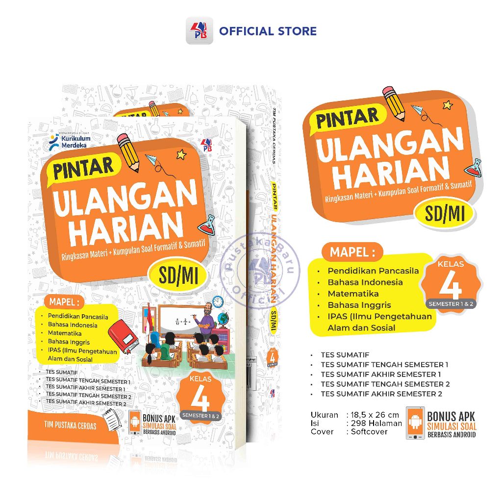 Jual Buku Ulangan Harian SD Kelas 4 Kurikulum Merdeka / Pintar Ulangan ...