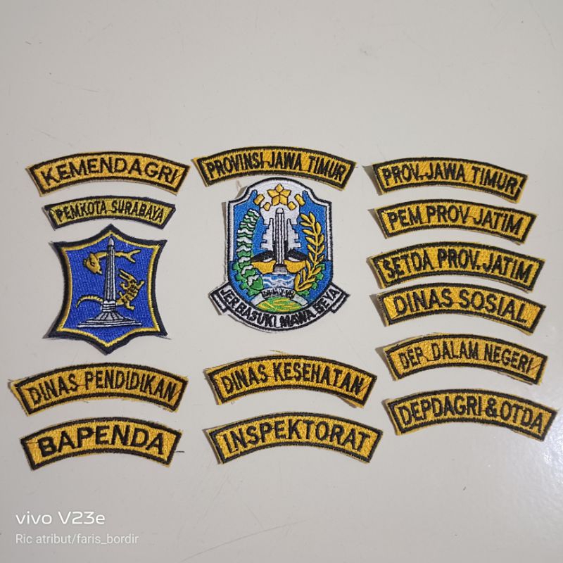 Jual badge provinsi jawa timur logo bordir pns bordir emblem provinsi