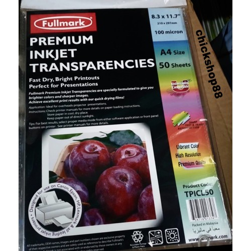 Jual Fullmark Premium Inkjet Paper Transparencies A4 | Shopee Indonesia