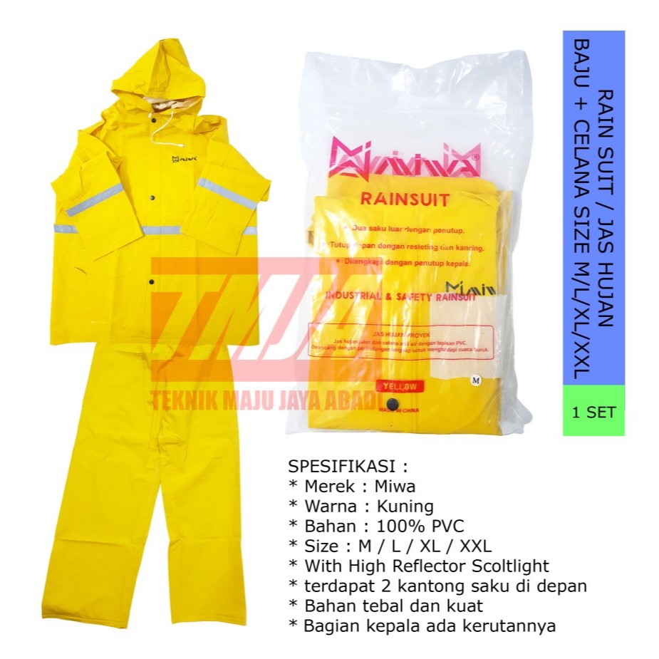 Jual Jas Hujan / Rain Suit Kuning (Baju + Celana) M / L / XL / XXL ...
