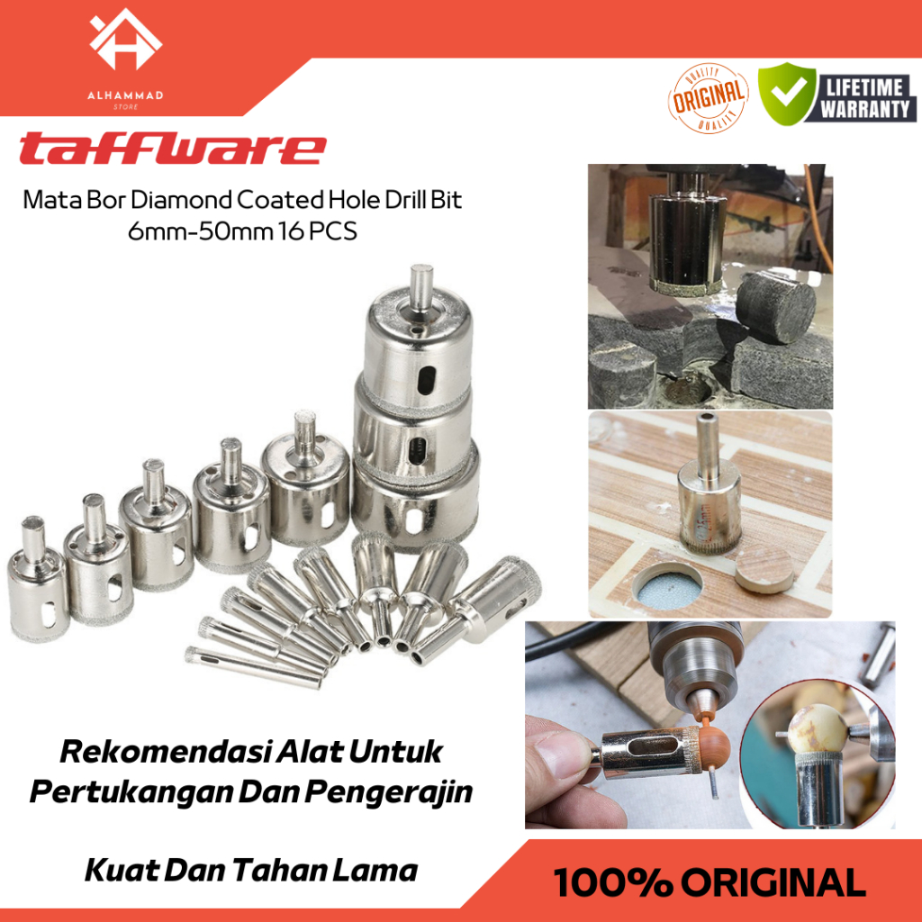 Jual Mata Bor Diamond Coated Hole Drill Bit 6mm-50mm 16 PCS | Shopee ...