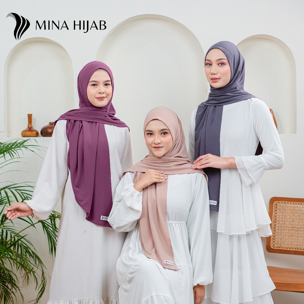 MINA - Hijab Instant Leena Segitiga Anti Tembem Polos Jilbab Oval Softpet Terbaru